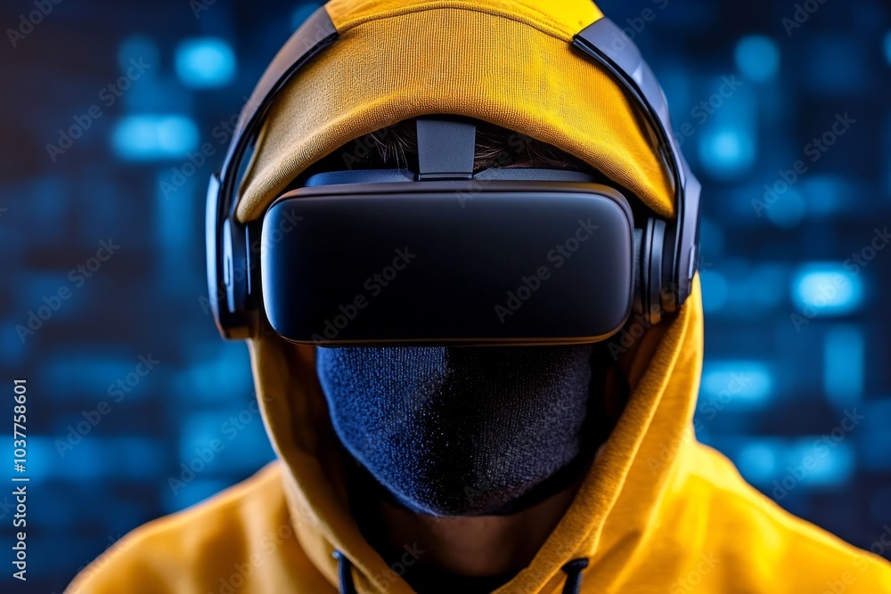Poster black hat hacking, illustrated in a cyber-futuristic world where digital avatars of hackers manipula