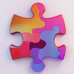 Obraz premium Abstract 3D representation of a puzzle piece, symbolizing problem-solving and teamwork, isolated with vibrant colors