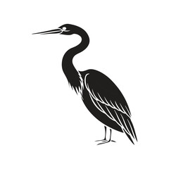 Ahinga bird silhouette vector style with white background.