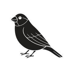 Finch bird silhouette vector style with white background.