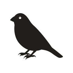 Finch bird silhouette vector style with white background.