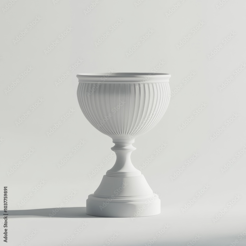 Poster minimalist 3d rendering of a trophy, symbolizing achievement and success, isolated with a soft shado