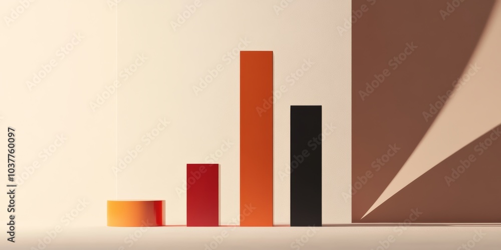 Poster minimalist design of a bar chart, symbolizing analytics and data visualization, rendered in 3d again