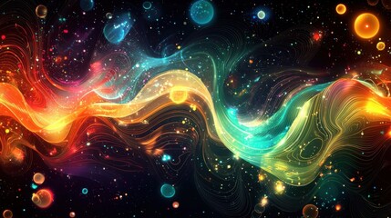 Fototapeta premium Abstract Vibrance: Waves and Circles in Colorful Harmony