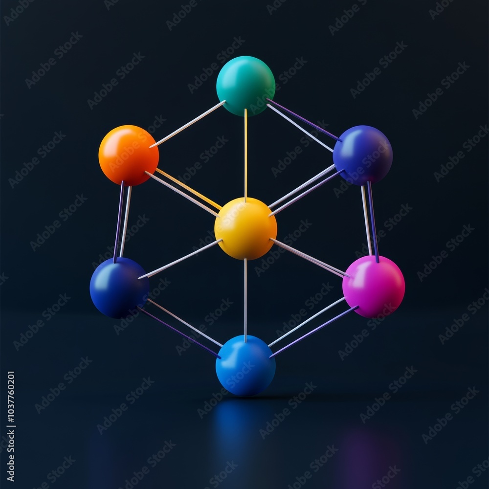 Poster minimalist design of a computer network symbol, presented as a 3d icon in vibrant colors, isolated w