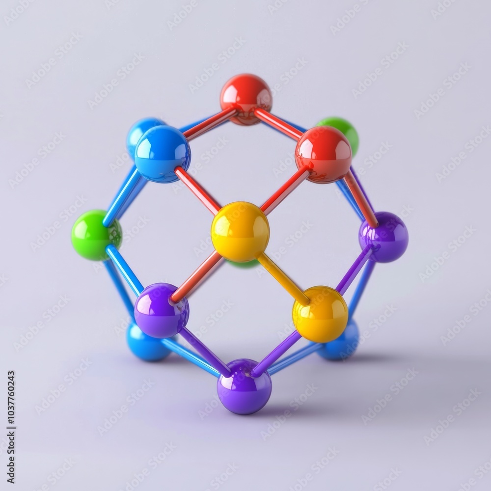 Poster minimalist design of a computer network symbol, presented as a 3d icon in vibrant colors, isolated w