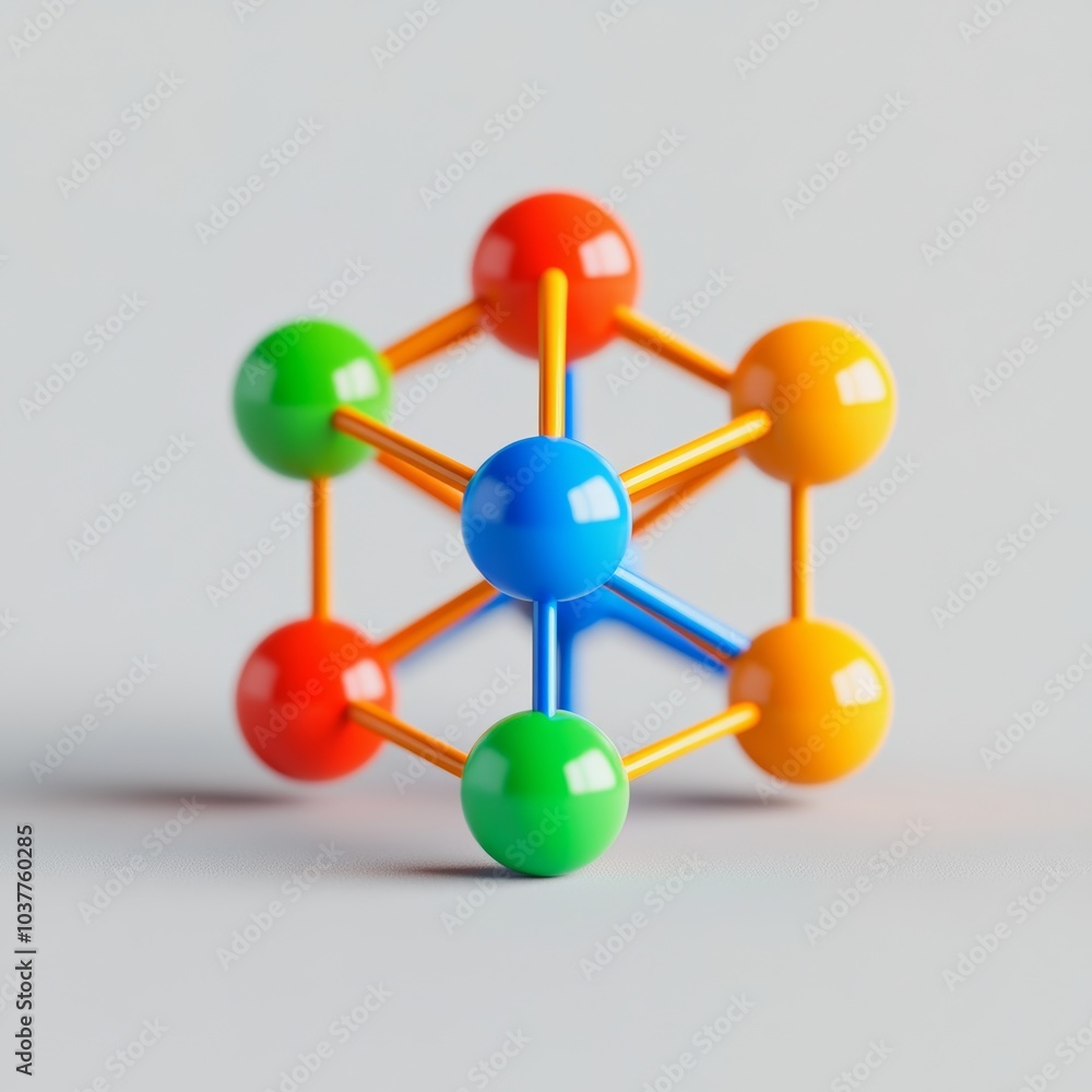 Poster minimalist design of a computer network symbol, presented as a 3d icon in vibrant colors, isolated w