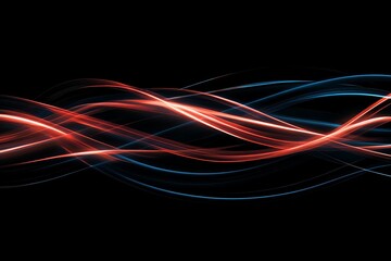 Naklejka premium Abstract background with flowing red and blue lines on a black background.