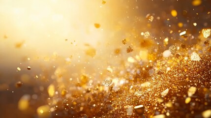 Elegant Golden Particle Bokeh Lights for Luxurious Holiday Celebrations