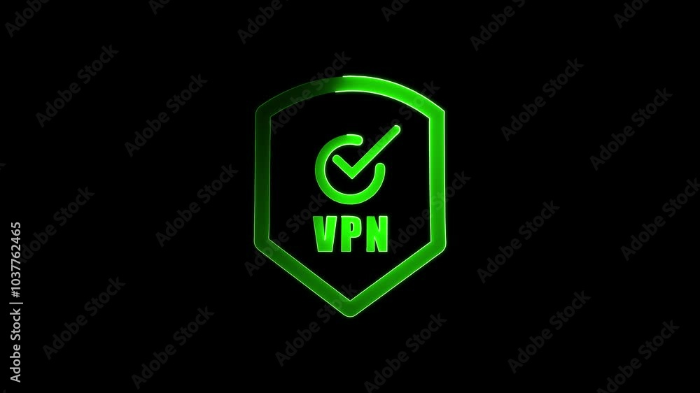 Poster animated vpn symbol with shield icon. animated vpn symbol with shield icon.
