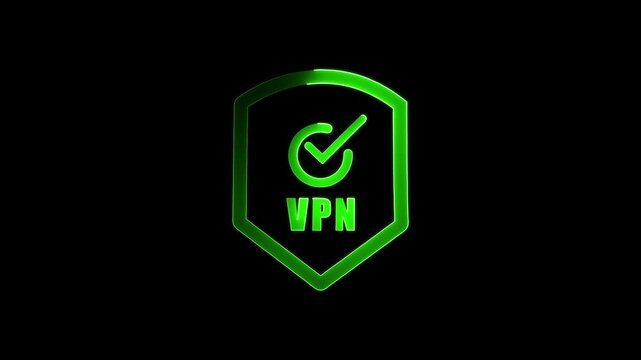 Animated VPN symbol with Shield Icon.  Animated VPN symbol with Shield Icon. 