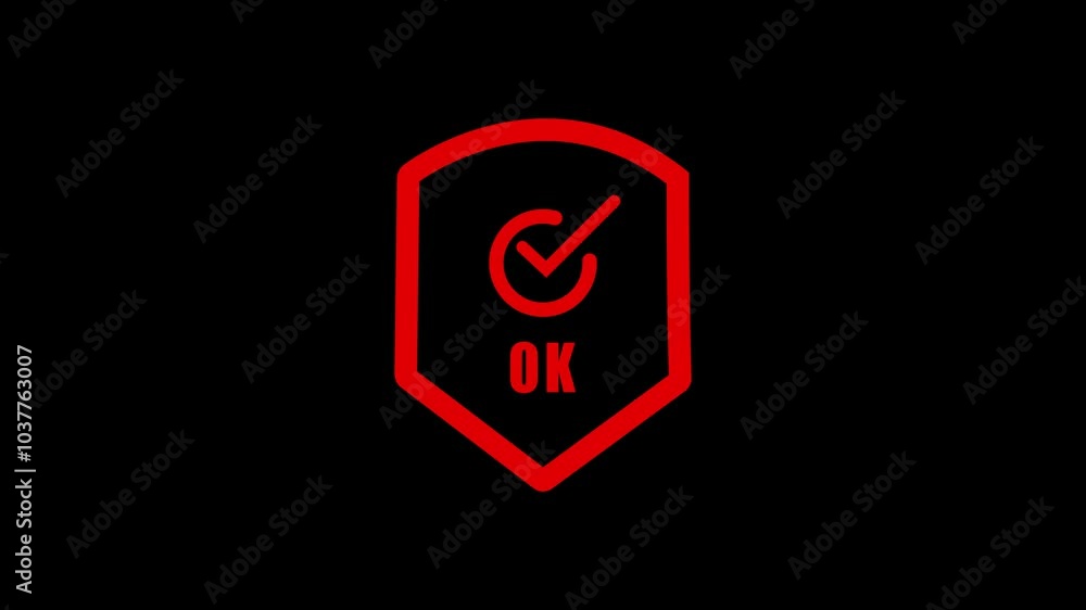 Poster security check icon. tick mark approved icon. 4k video motion graphic. shield with check mark. radia