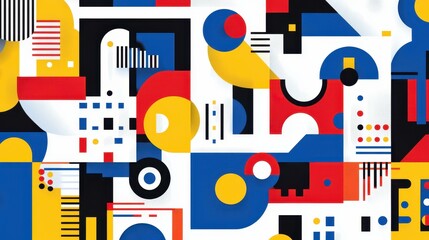 Obraz premium Vibrant Bauhaus design with shapes creates a dynamic backdrop perfect for modern projects and creative expressions.