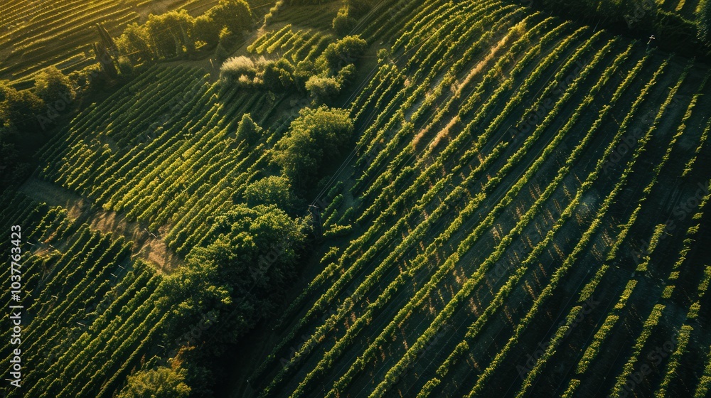 Sticker Aerial View of Vineyards