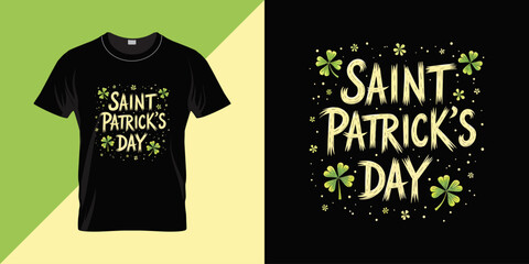 Saint Patrick's day typography t shirt design for Halloween event. St. Patrick's Day card with green heart. Vector