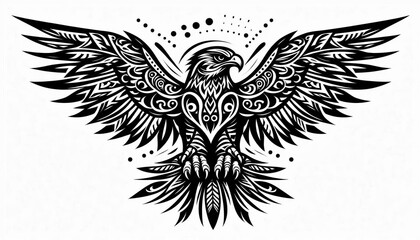 Obraz premium TRIBAL TATOO トライバル タトゥ 刺青 和柄 鷹 hawk 