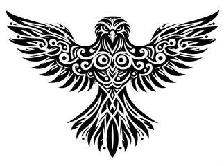 Obraz premium TRIBAL TATOO トライバル タトゥ 刺青 和柄 鷹 hawk 