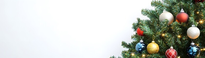 Fototapeta premium Decorated Christmas Tree with Ornaments and Lights