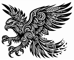 Fototapeta premium TRIBAL TATOO トライバル タトゥ 刺青 和柄 鷹 hawk 