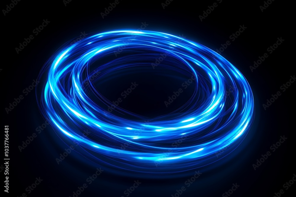 Wall mural abstract blue light trails swirl and spin in a hypnotic pattern, creating a dynamic and futuristic a