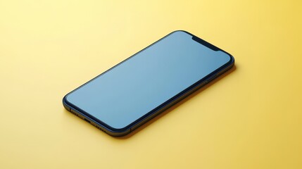 Smartphone Lying Flat on Yellow Background