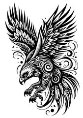 Obraz premium TRIBAL TATOO トライバル タトゥ 刺青 和柄 鷹 hawk 