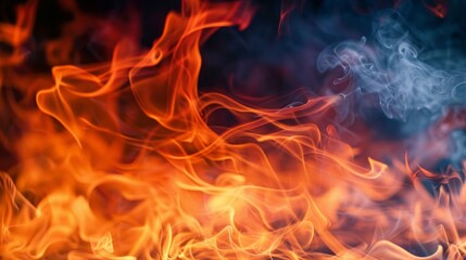 Fototapeta premium Intense Flames and Smoke Effects in Fire Background