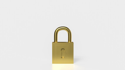 Golden lock for security  or Business concept 3d rendering.