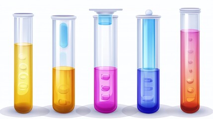 A collection of colorful test tubes filled with vibrant liquids, perfect for scientific and educational themes.