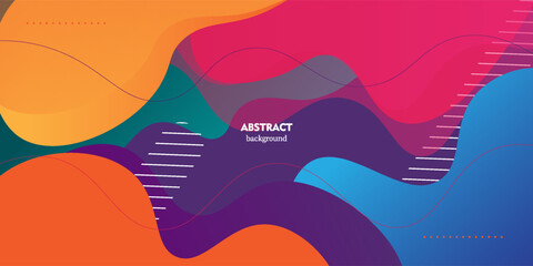 Fototapeta premium Modern colorful geometric business banner design. Creative banner design with wave and line shape as template. Simple horizontal banner. eps 10