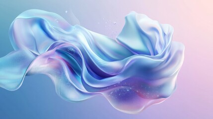 Obraz premium A flowing, dreamy fabric blends soft colors, creating an ethereal visual experience perfect for backgrounds and artistic designs.