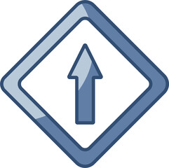 one way traffic symbol icon transparent background. replaceable blue color design