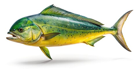 Naklejka premium Mahi Mahi fish isolated on white background with shadow, panoramic view