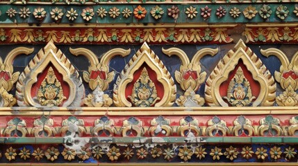 Traditional Thai Decorative Pattern in Vibrant Colors