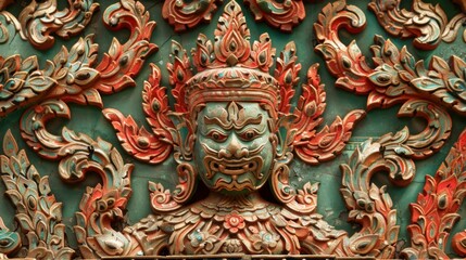 Fototapeta premium Thai Decorative Pattern with Intricate Design Elements