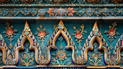 Thai Traditional Wall Art with Colorful Patterns