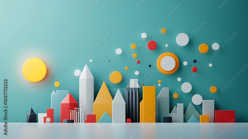 Poster abstract artwork showing the relationship between numbers and shapes