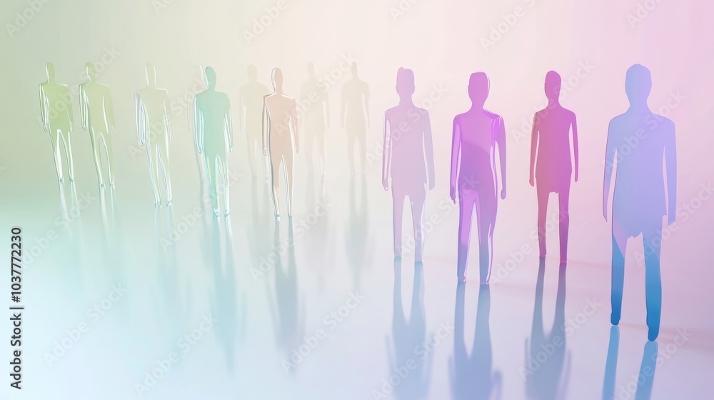 Aufkleber abstract representation of diverse silhouettes showcasing unity and connection in a colorful, dreaml