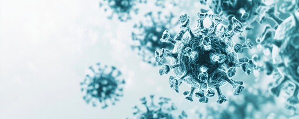Naklejka premium Abstract representation of virus particles, highlighting their complex structure in a scientific context for health and research purposes.