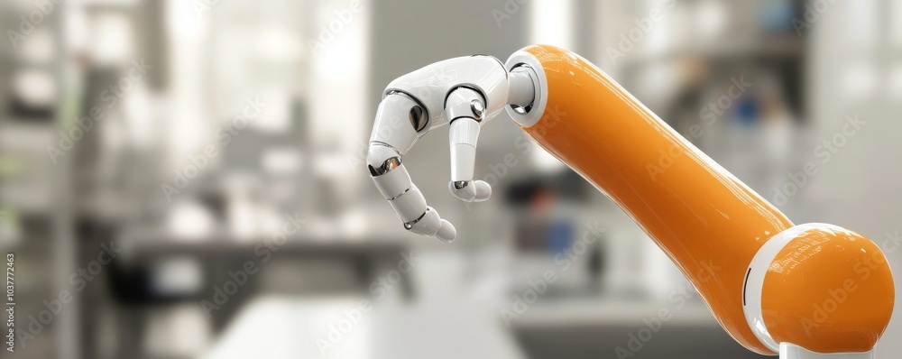Aufkleber close-up of a robotic arm with a sleek design, showcasing advanced technology and automation in a mo