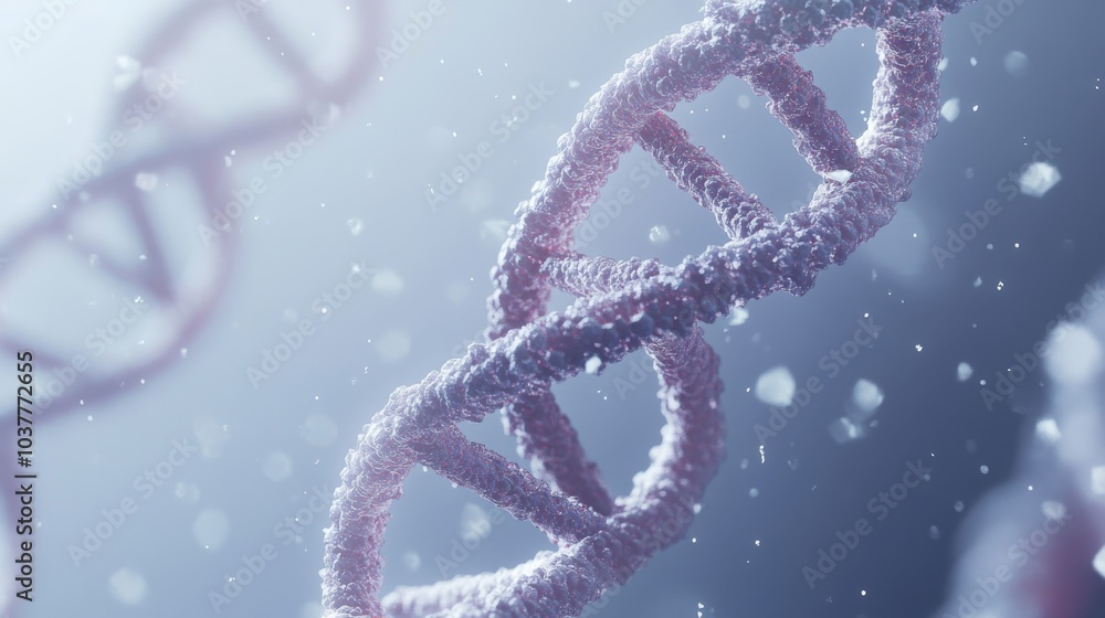 Poster close-up view of dna double helix structure highlighting its intricate design, perfect for science a