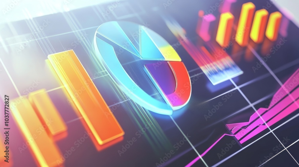 Poster colorful data visualization with charts and graphs showcasing trends and statistics for business ana
