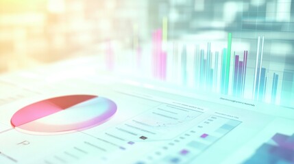 Colorful data visualization with graphs and charts for business analysis and strategy development.