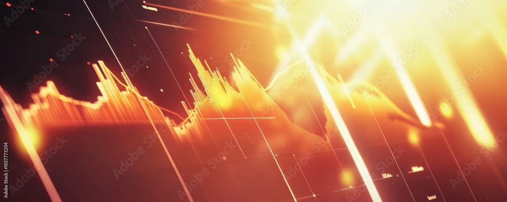 Poster dynamic financial chart with glowing elements, representing data analysis and market trends for stoc