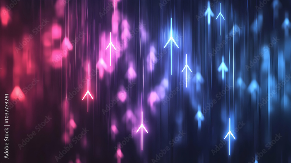 Poster abstract arrow background with dynamic 2d lightning bolt icons -