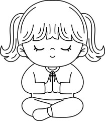 kid doing yoga outline coloring