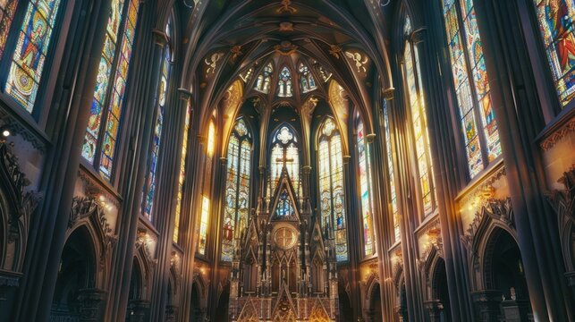 Stained Glass Cathedral Interior