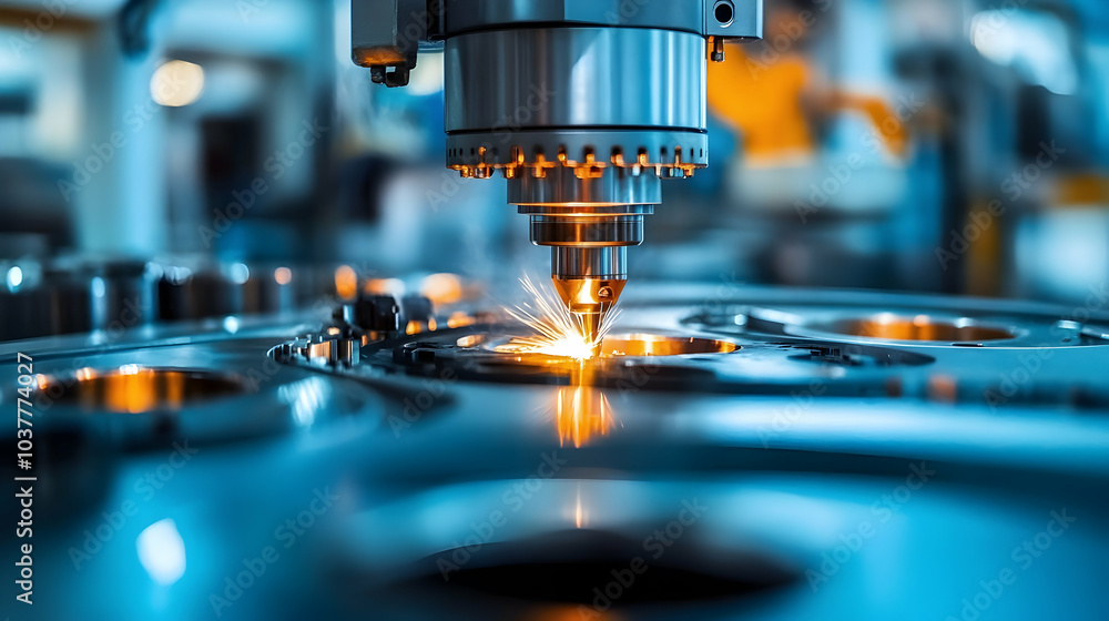 Poster close-up of workpieces and quick clamp fixture in a factory setting for robotic welding -