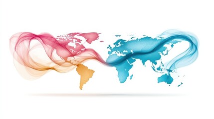 Fototapeta premium Colorful World Map with Flowing Waves
