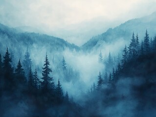 Misty Mountain Forest: A Serene Landscape